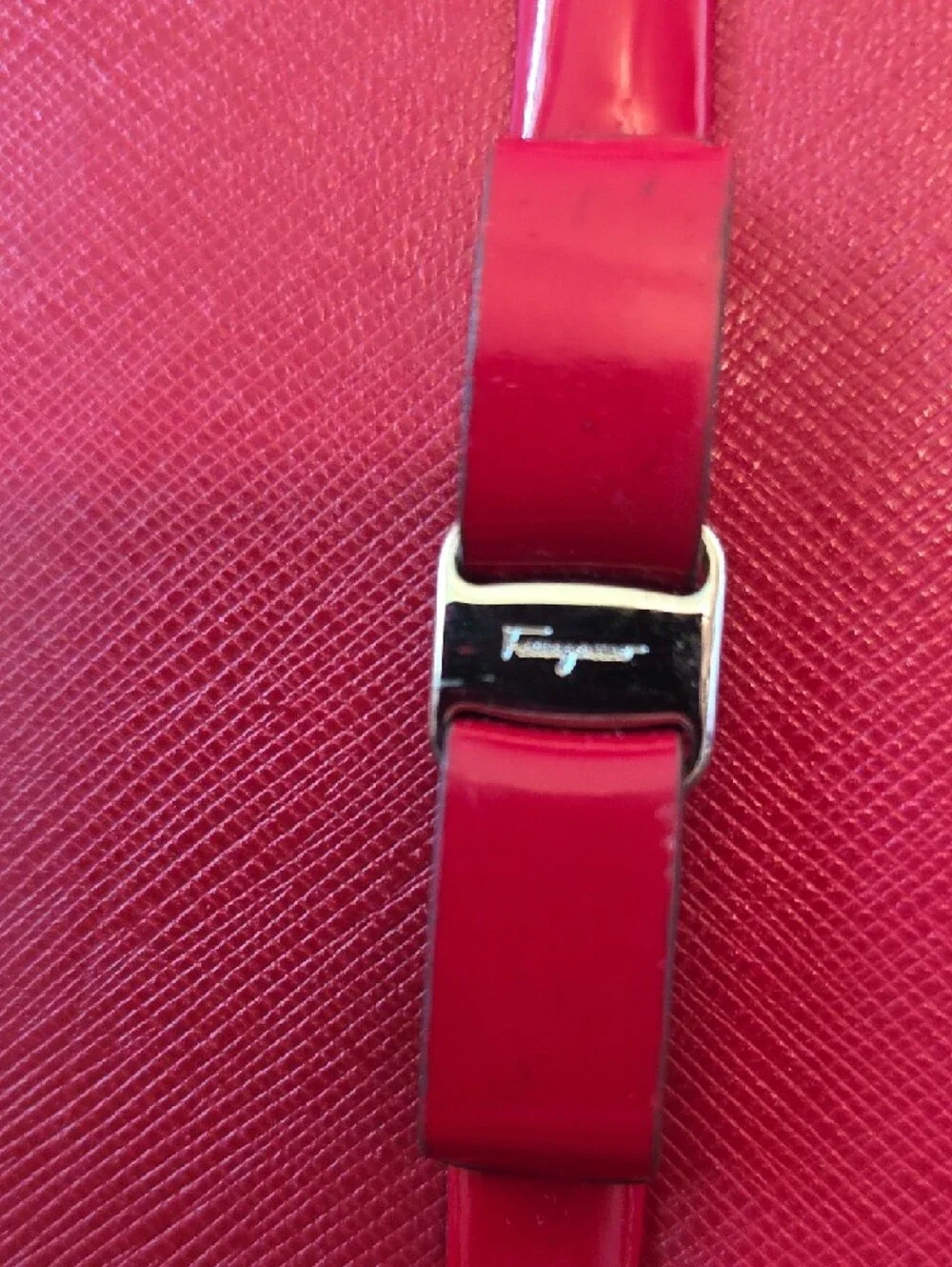 Salvatore Ferragamo Red Leather Tote with Bow Detail